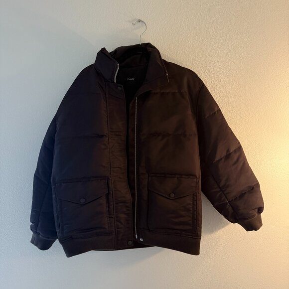 THEORY oversized puffer jacket in recycled nylon - mink - Picture 5 of 6